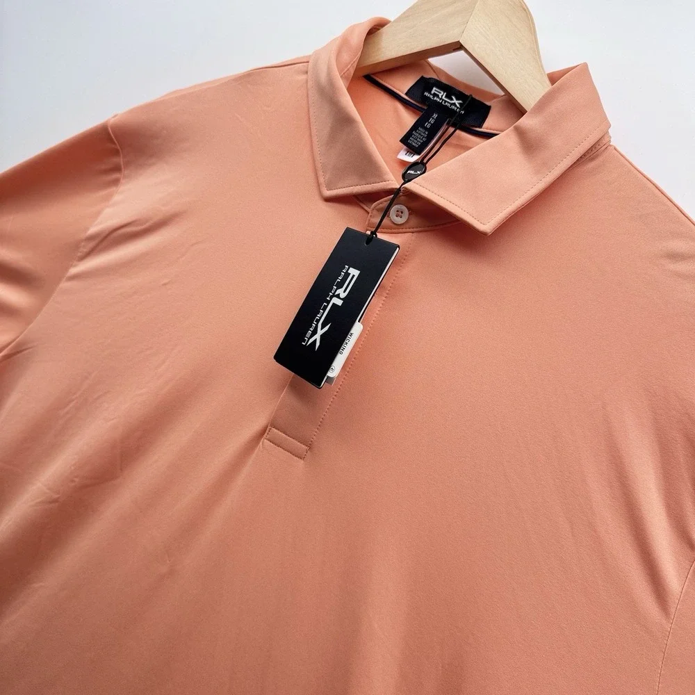 RLX Ralph Lauren Gold Concept 1 Red Mens XL Solid Golf Shirt Lightweight